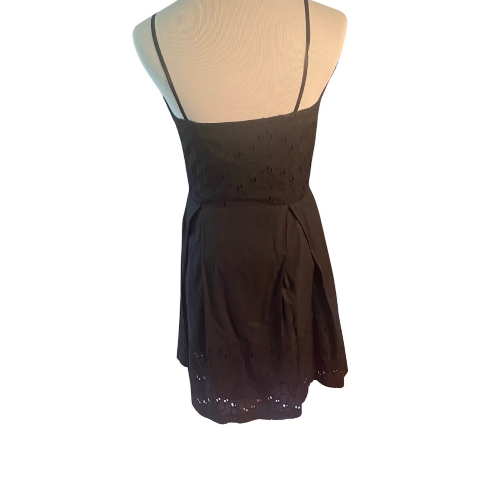Laundry by Shelli Segal Black Eyelet Cotton Sundress Spaghetti Strap Fit & Flare - Picture 3 of 8